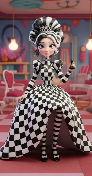 Rainha Xadrez, personagem de vestido xadrez